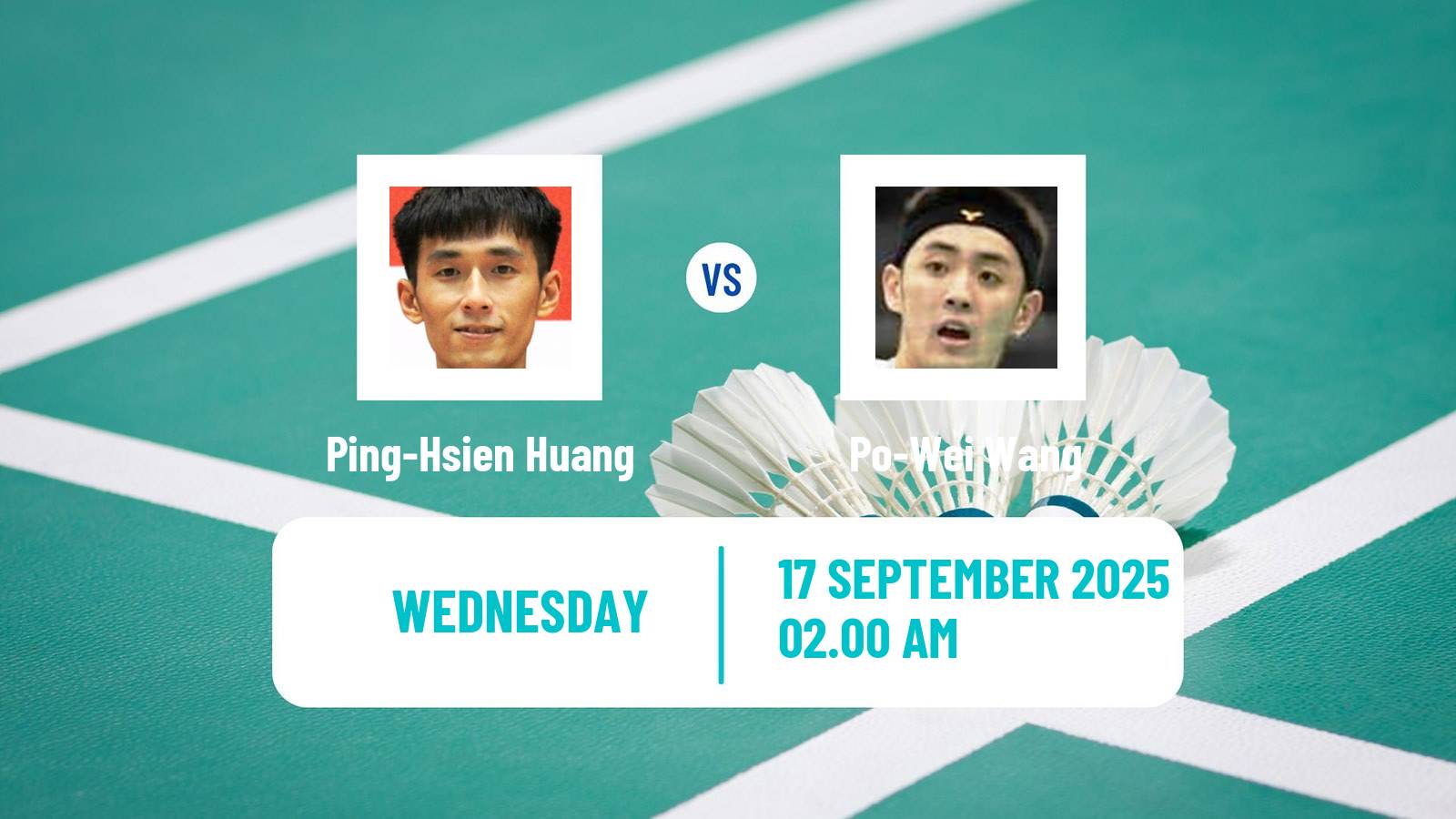 Badminton BWF World Tour Indonesia Masters 2 Men Ping-Hsien Huang - Po-Wei Wang