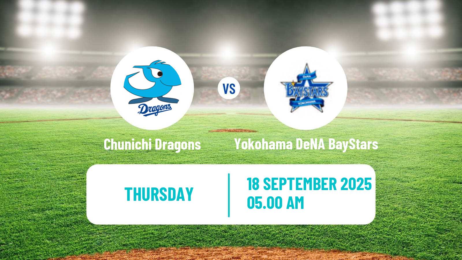 Baseball NPB Chunichi Dragons - Yokohama DeNA BayStars