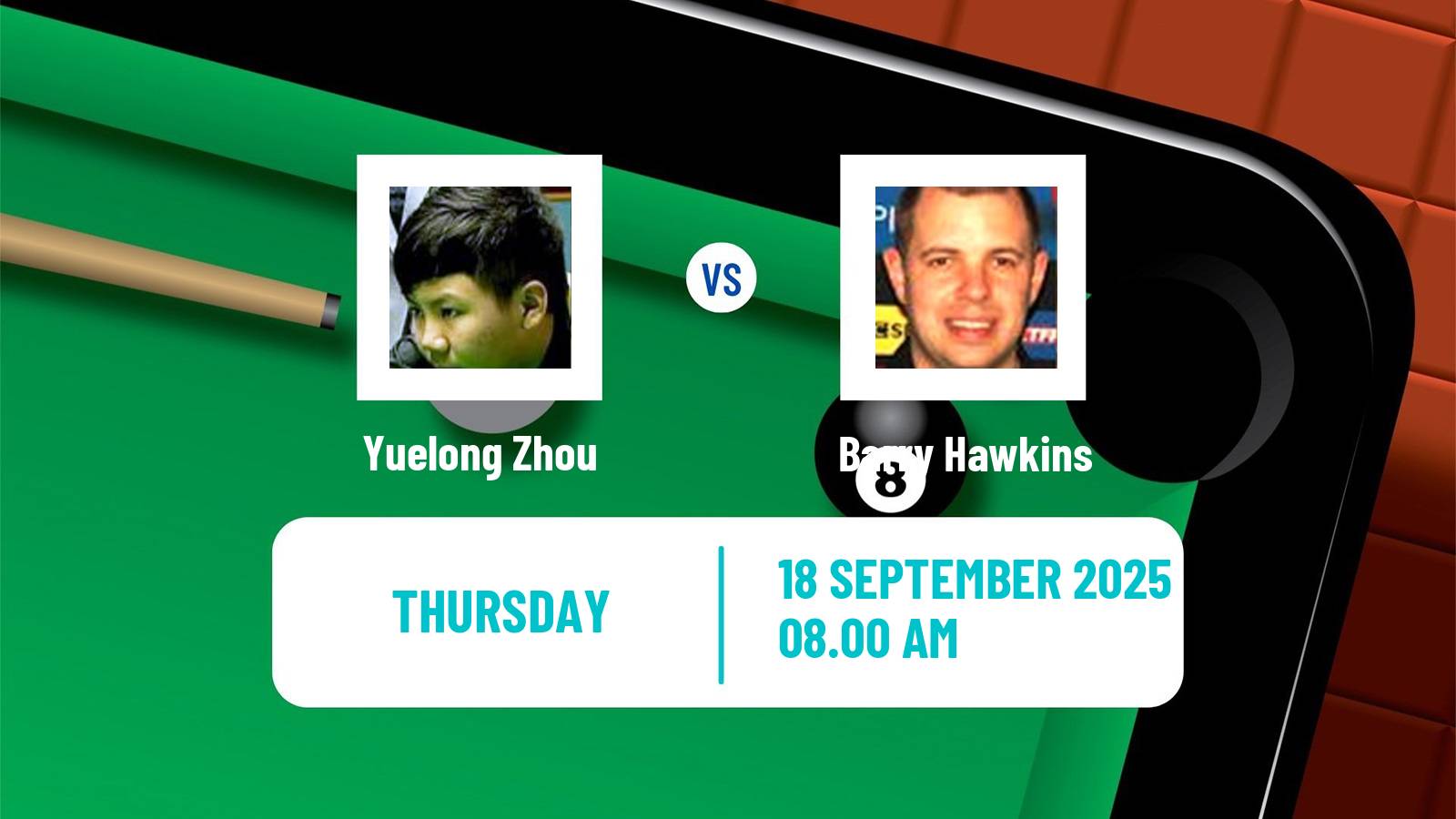 Snooker English Open Yuelong Zhou - Barry Hawkins