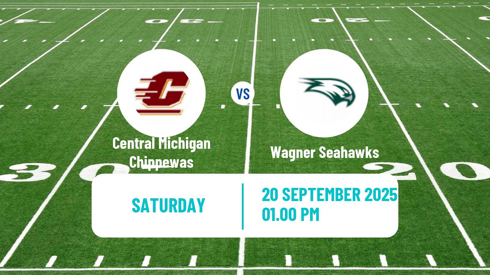 American football NCAA College Football Central Michigan Chippewas - Wagner Seahawks