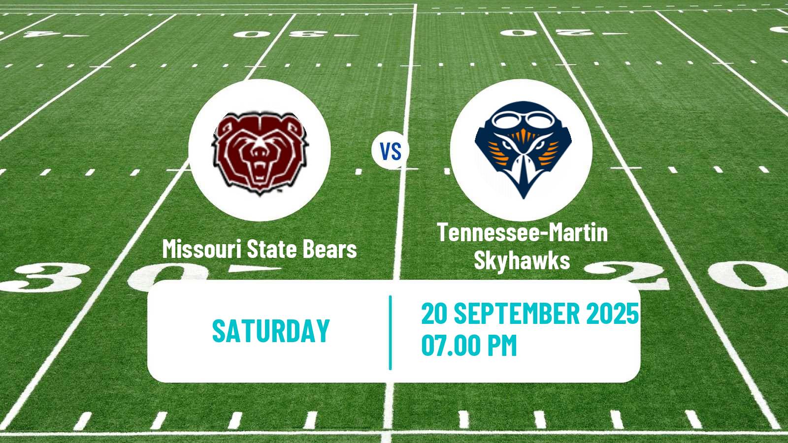 American football NCAA College Football Missouri State Bears - Tennessee-Martin Skyhawks