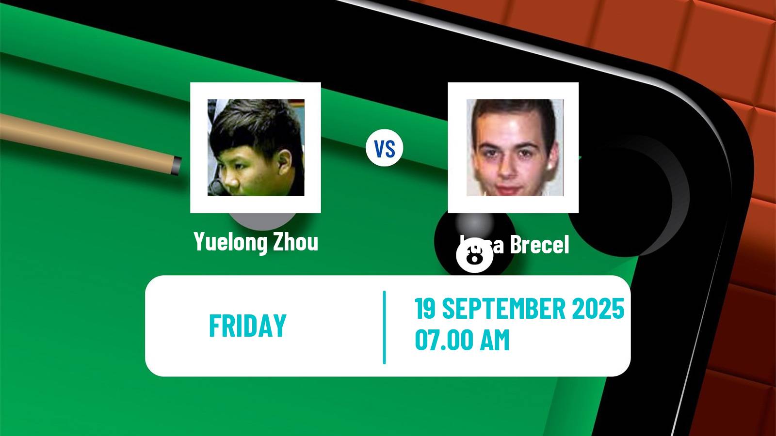 Snooker English Open Yuelong Zhou - Luca Brecel