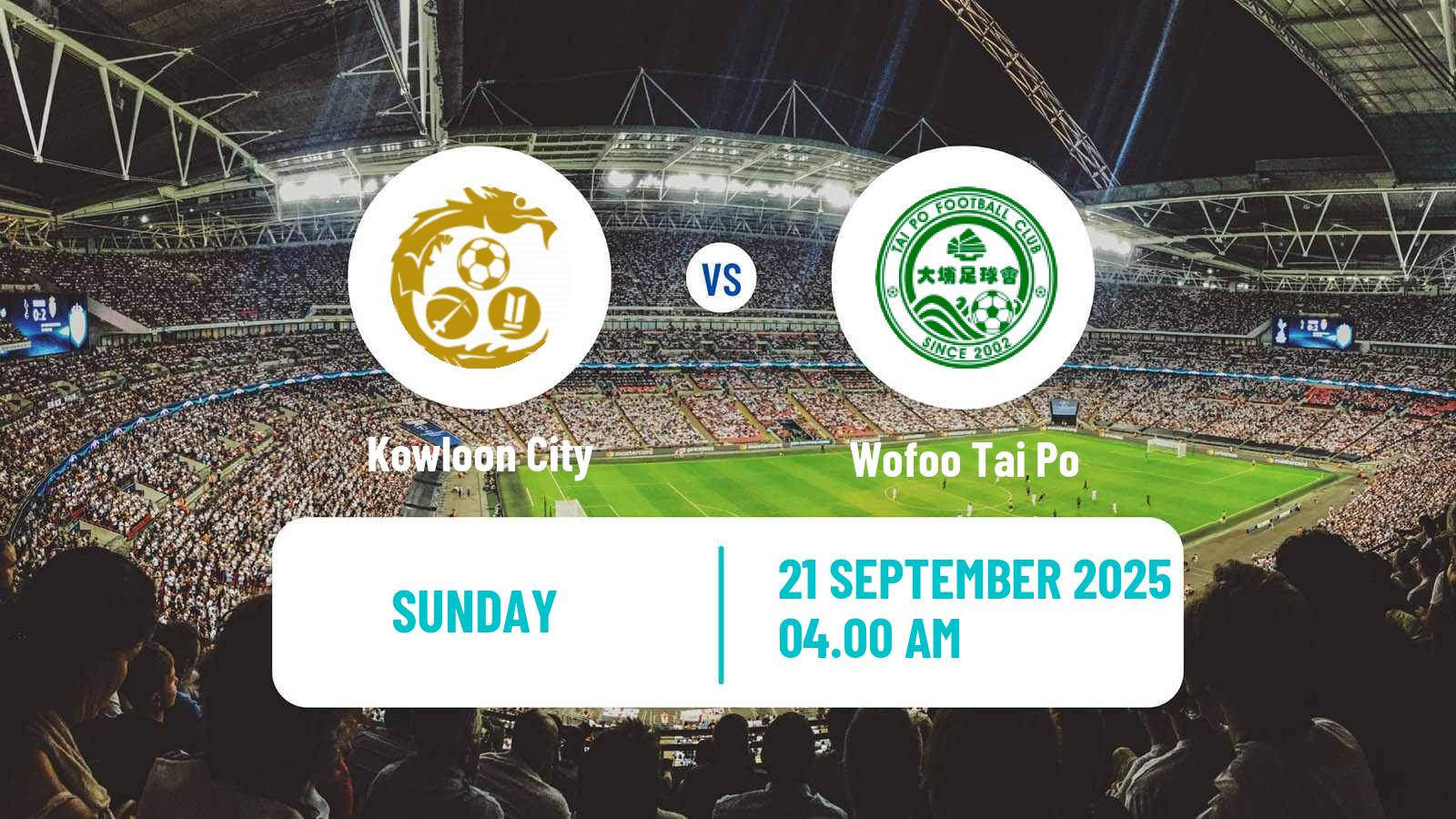 Football Hong Kong Premier League Kowloon City - Wofoo Tai Po