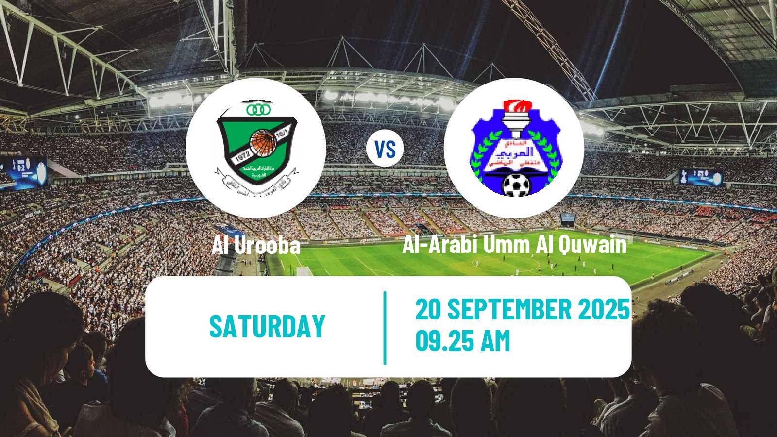 Football UAE Division 1 Al Urooba - Al-Arabi Umm Al Quwain