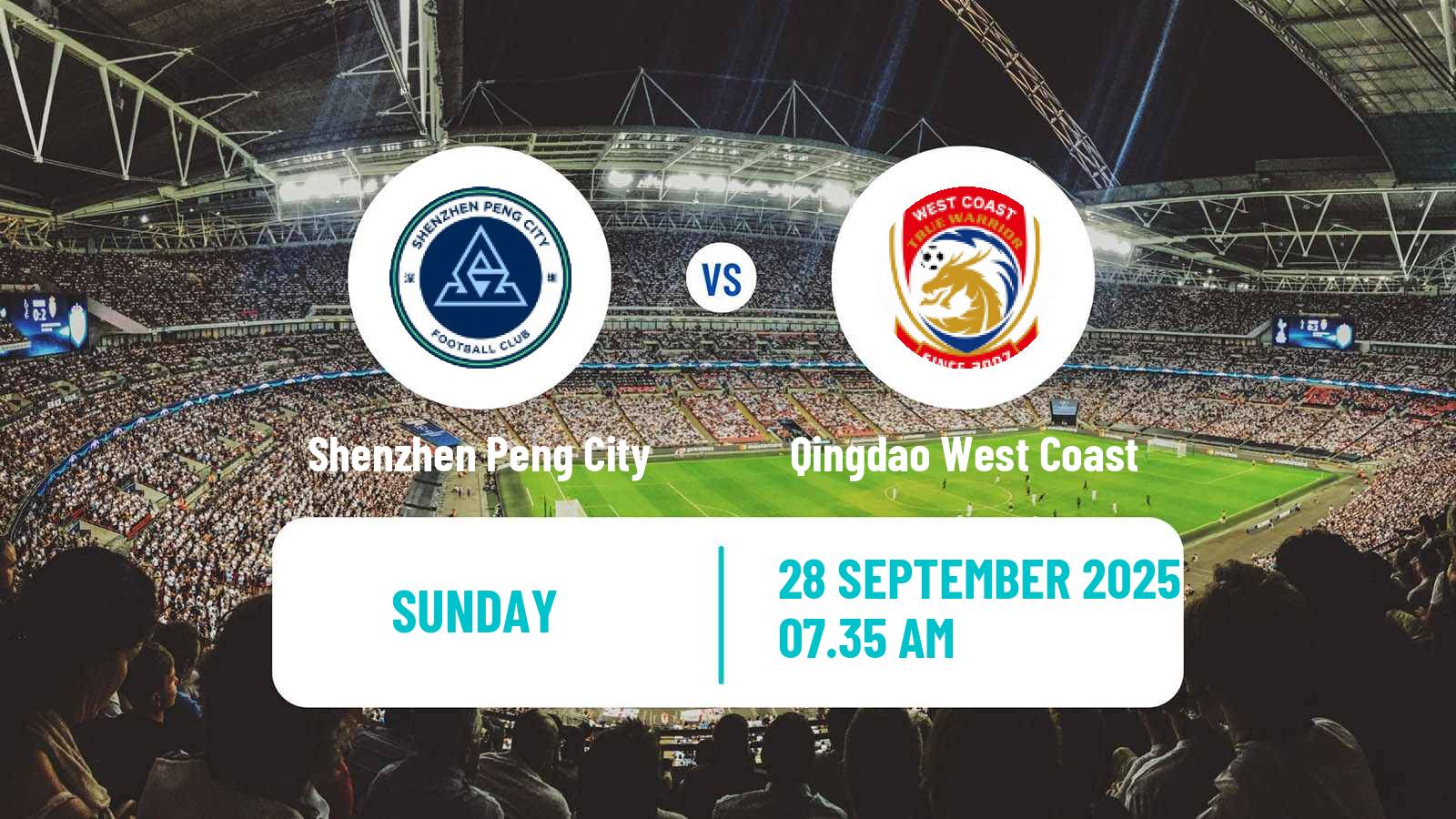 Football Chinese Super League Shenzhen Peng City - Qingdao West Coast
