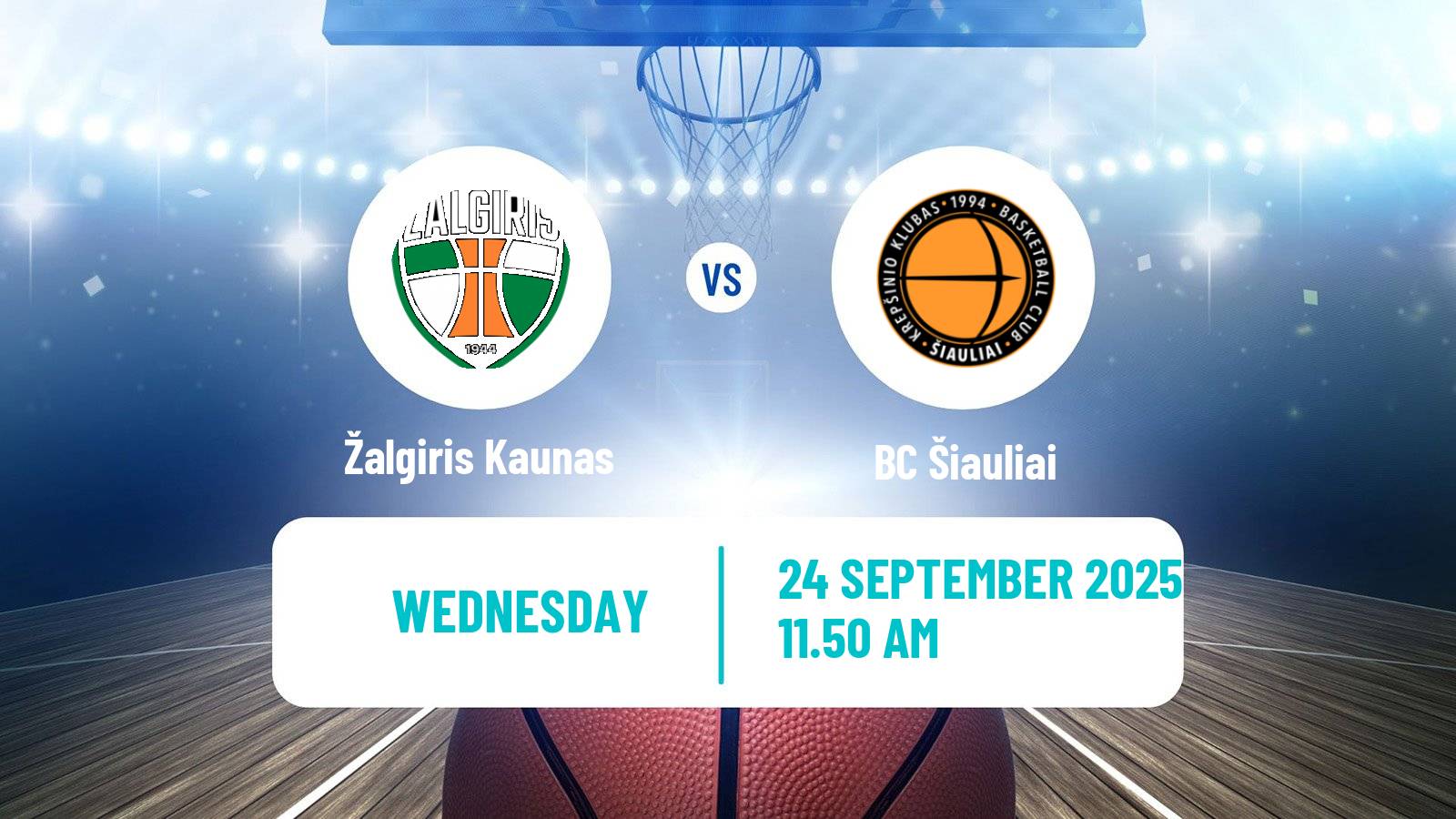 Basketball Lietuvos Krepsinio Lyga Žalgiris Kaunas - Šiauliai