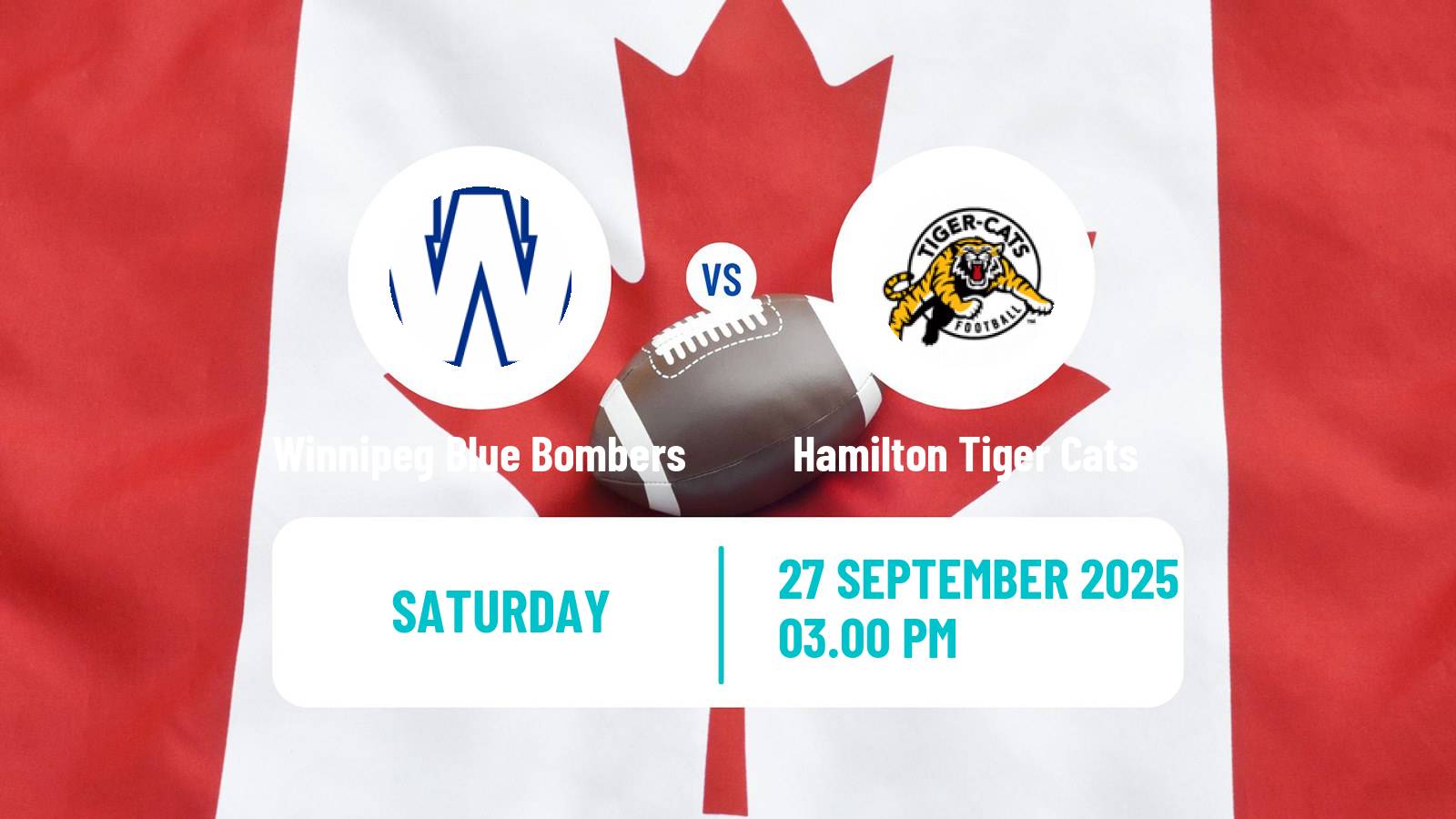 Canadian football CFL Winnipeg Blue Bombers - Hamilton Tiger Cats