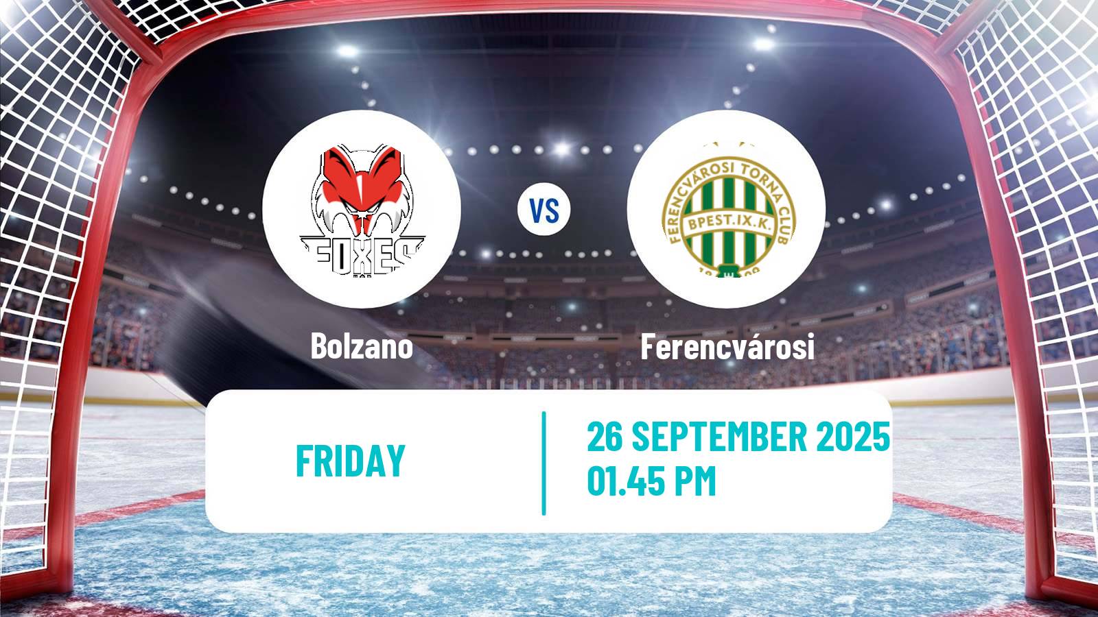 Hockey Austrian Ice Hockey League Bolzano - Ferencvárosi