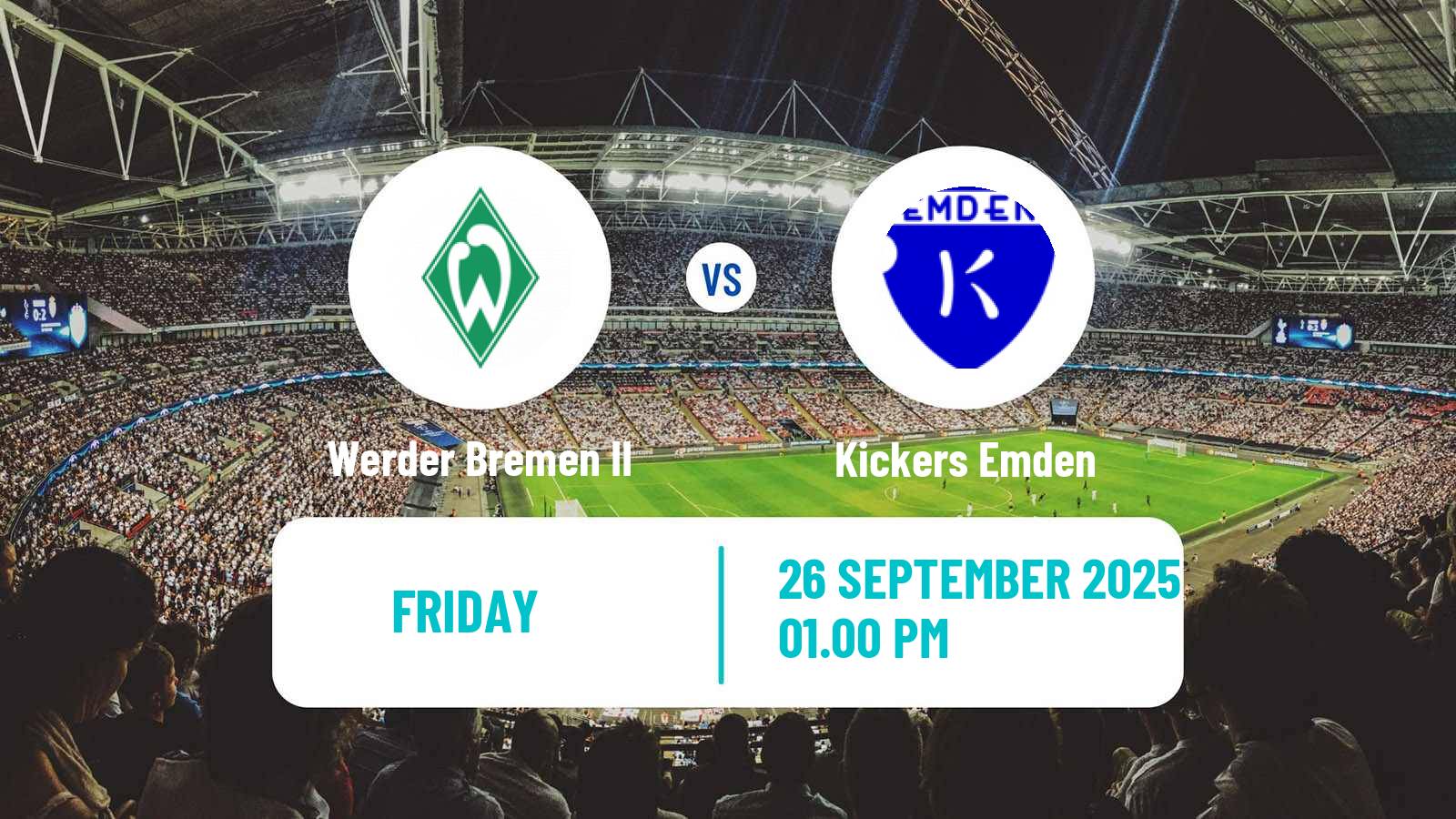 Football German Regionalliga North Werder Bremen II - Kickers Emden