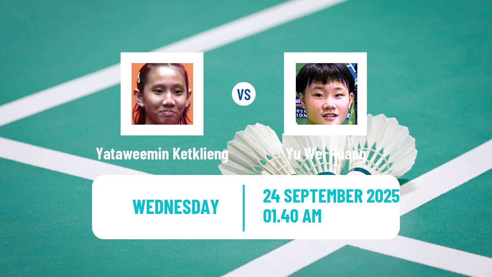 Badminton BWF World Tour Kaohsiung Masters Women Yataweemin Ketklieng - Yu Wei Huang