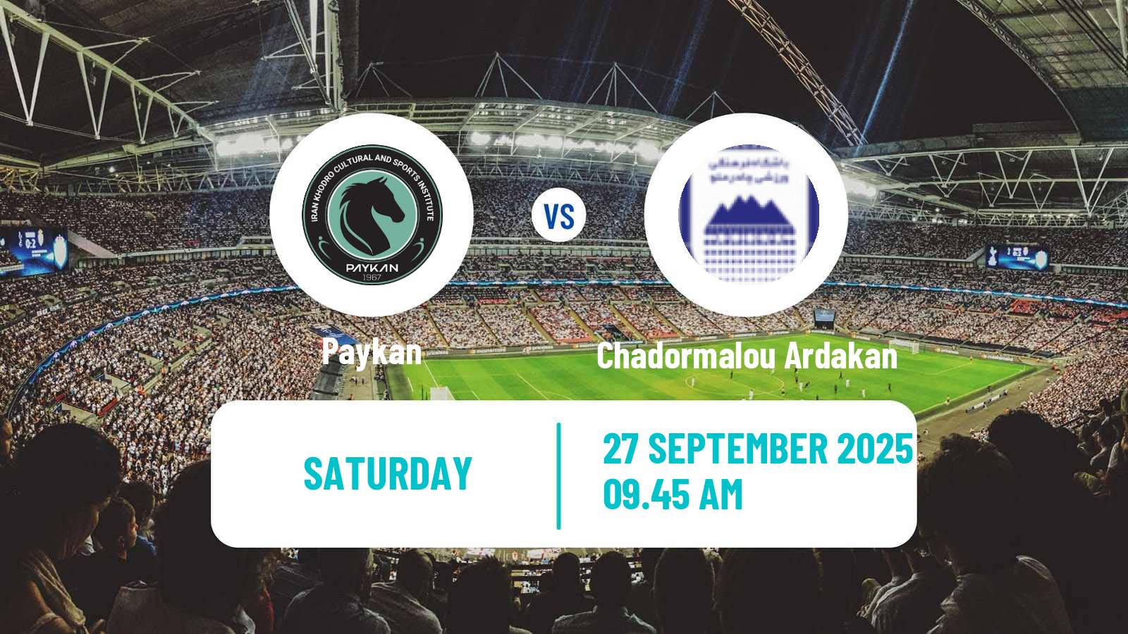 Football Iran Pro League Paykan - Chadormalou Ardakan