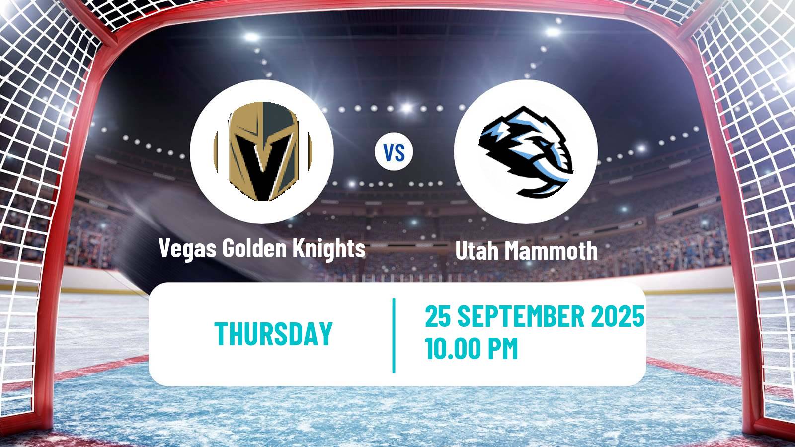 Hockey NHL Vegas Golden Knights - Utah Mammoth
