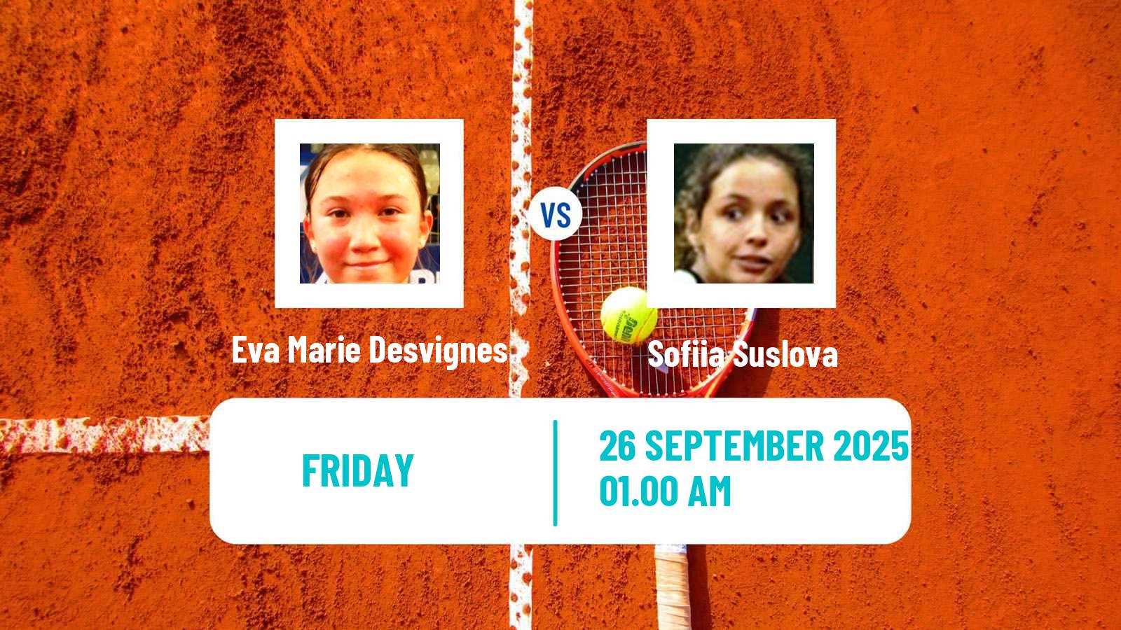 Tennis ITF W15 Gurugram 2 Women Eva Marie Desvignes - Sofiia Suslova