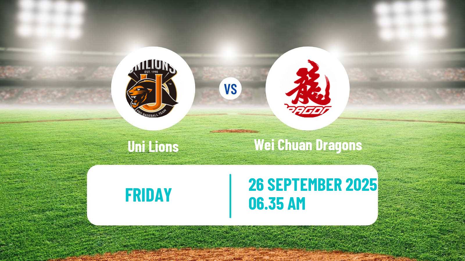 Baseball Taiwan CPBL Uni Lions - Wei Chuan Dragons
