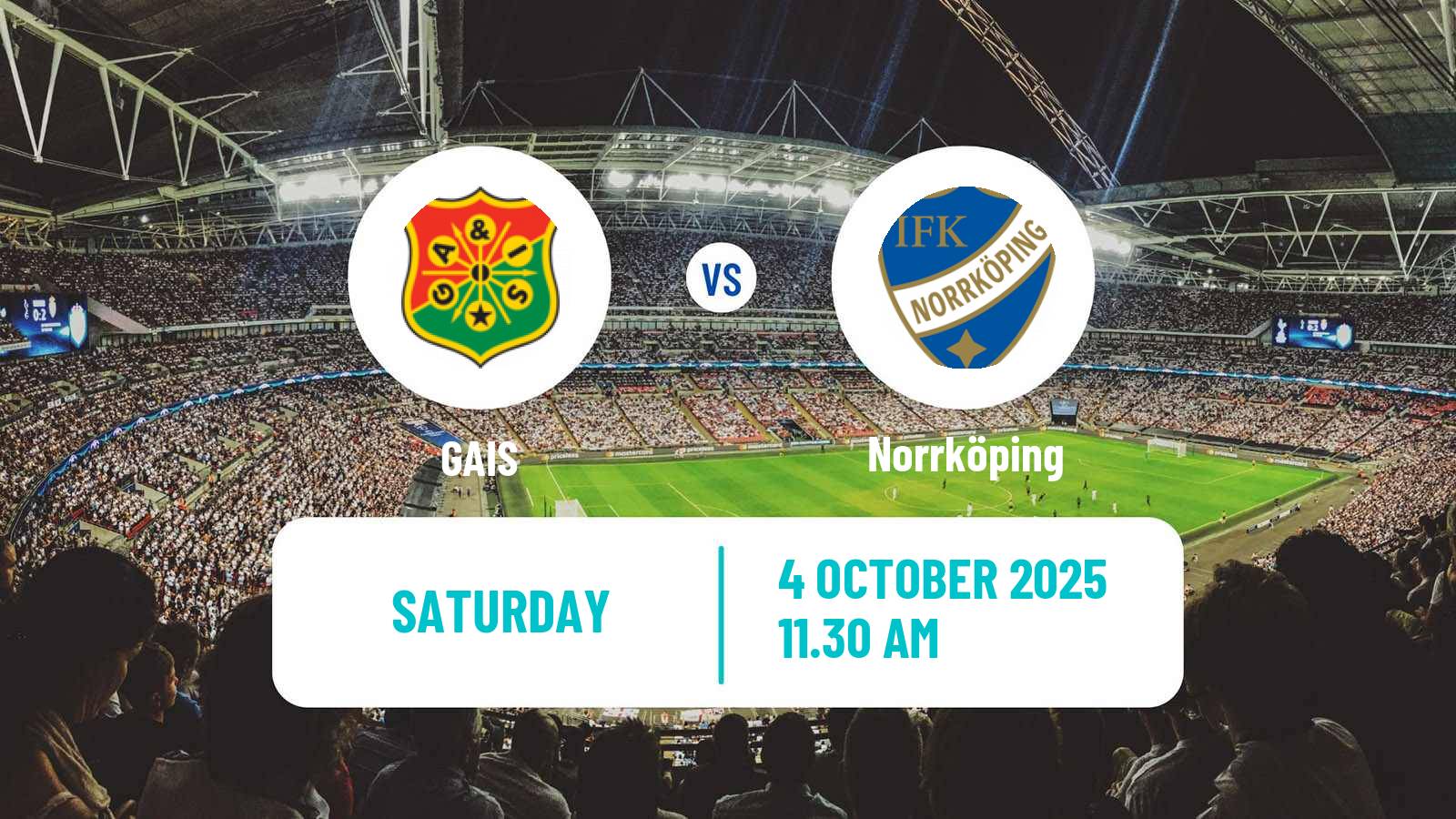 Football Swedish Allsvenskan GAIS - Norrköping