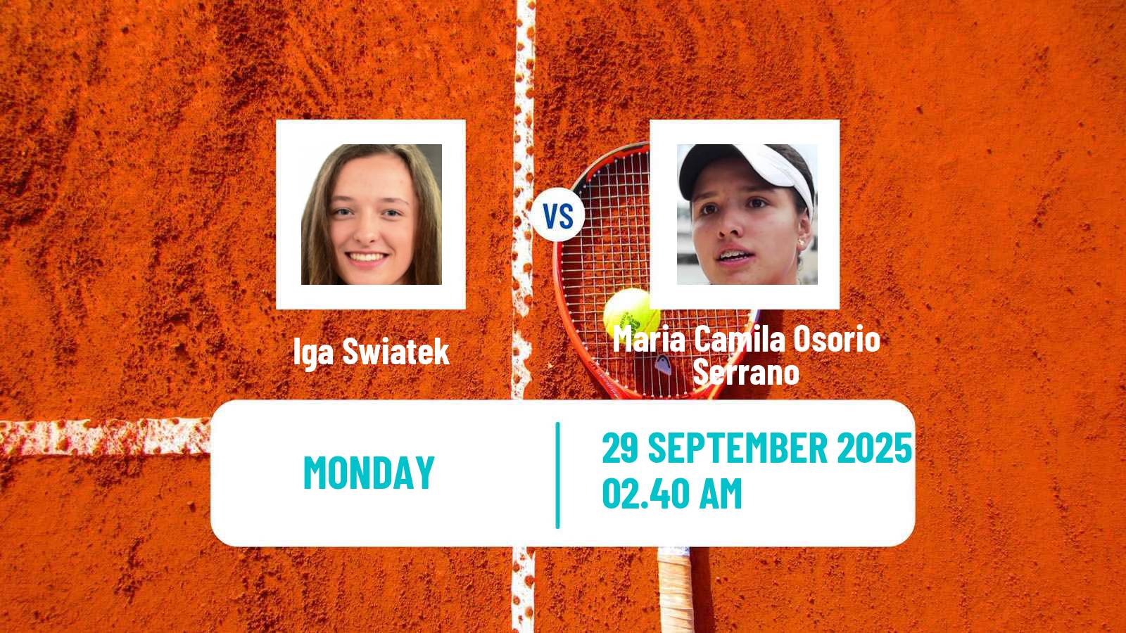 Tennis WTA Beijing Iga Swiatek - Maria Camila Osorio Serrano