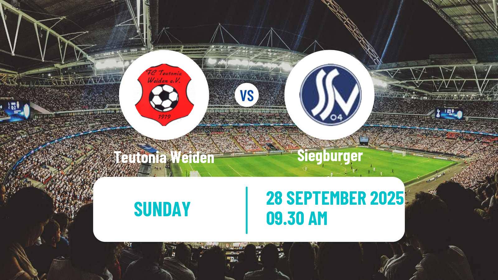 Football German Oberliga Mittelrhein Teutonia Weiden - Siegburger