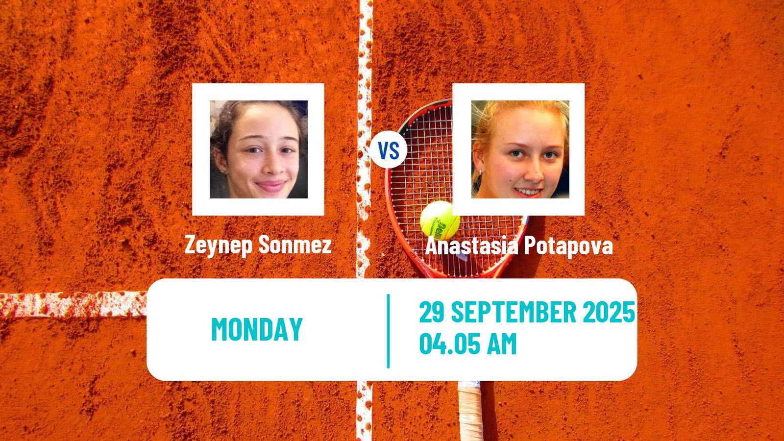 Tennis WTA Beijing Zeynep Sonmez - Anastasia Potapova
