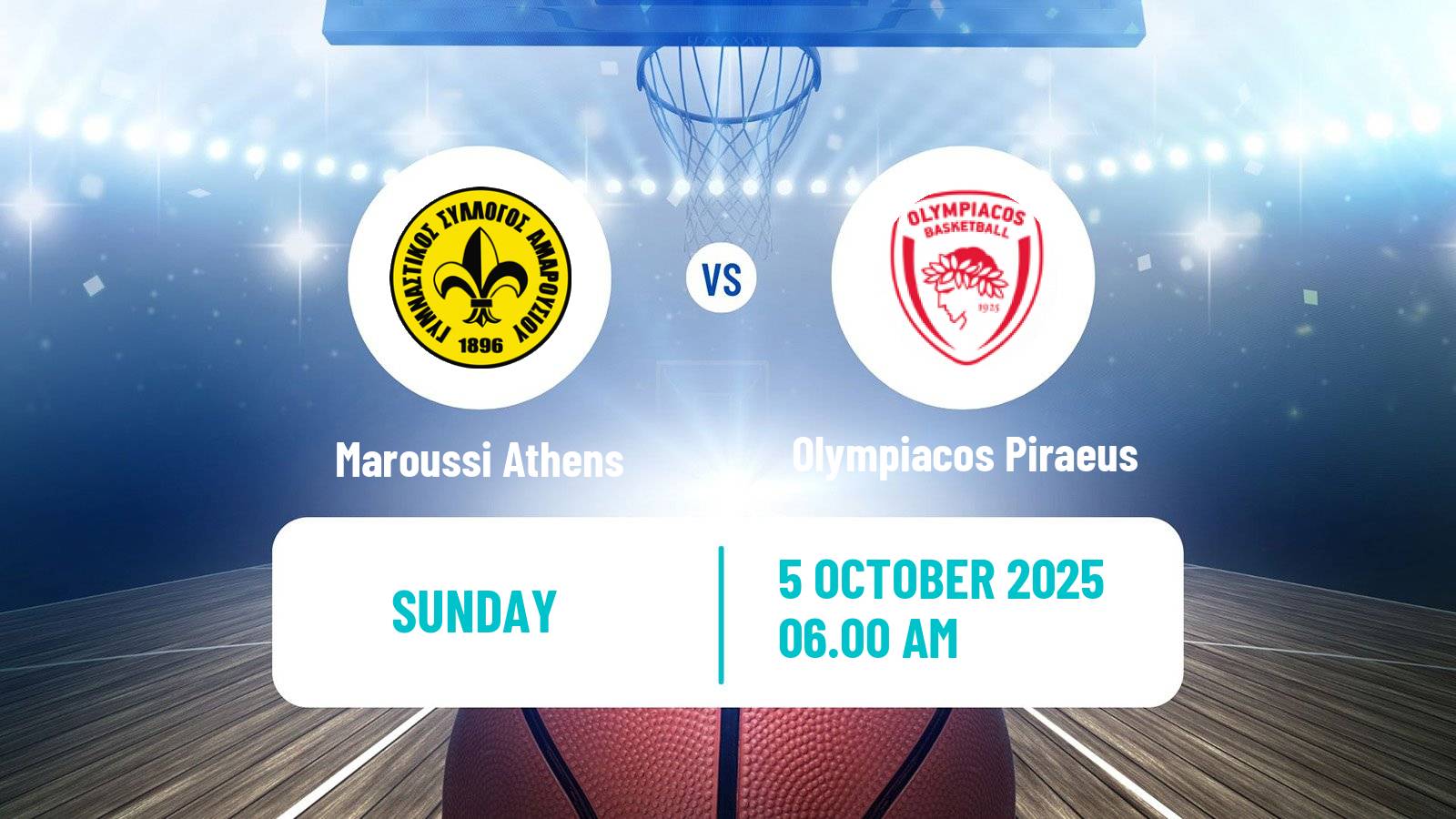 Basketball Greek Basket League A1 Maroussi Athens - Olympiacos Piraeus