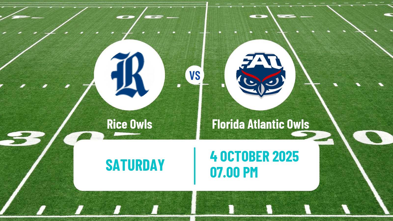 American football NCAA College Football Rice Owls - Florida Atlantic Owls