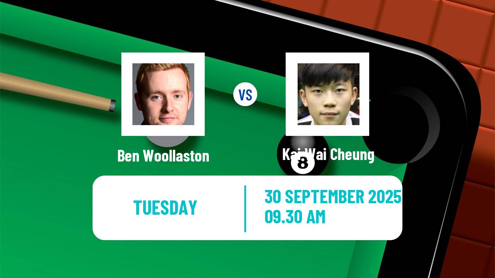 Snooker International Championship Ben Woollaston - Kai Wai Cheung