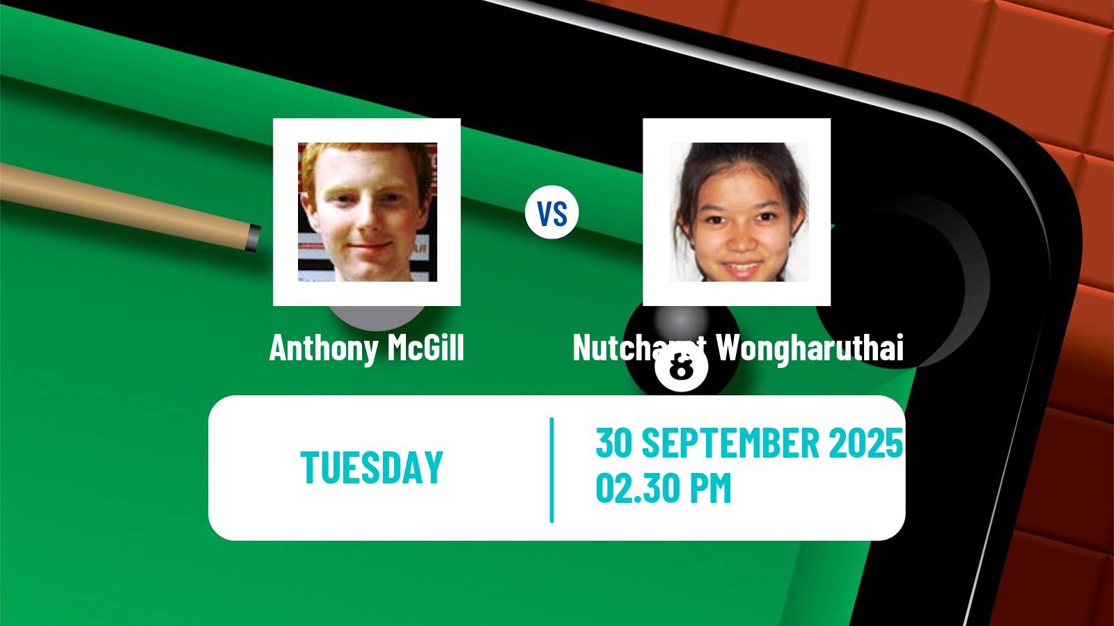 Snooker International Championship Anthony McGill - Nutcharat Wongharuthai