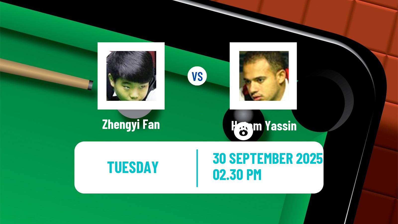 Snooker International Championship Zhengyi Fan - Hatem Yassin