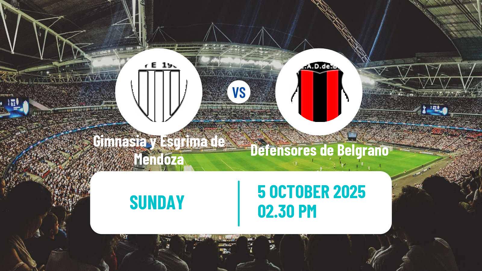 Football Argentinian Primera Nacional Gimnasia y Esgrima de Mendoza - Defensores de Belgrano