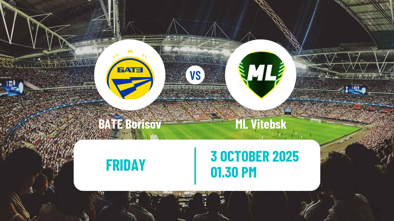 Football Belarusian Vysshaya Liga BATE Borisov - ML Vitebsk
