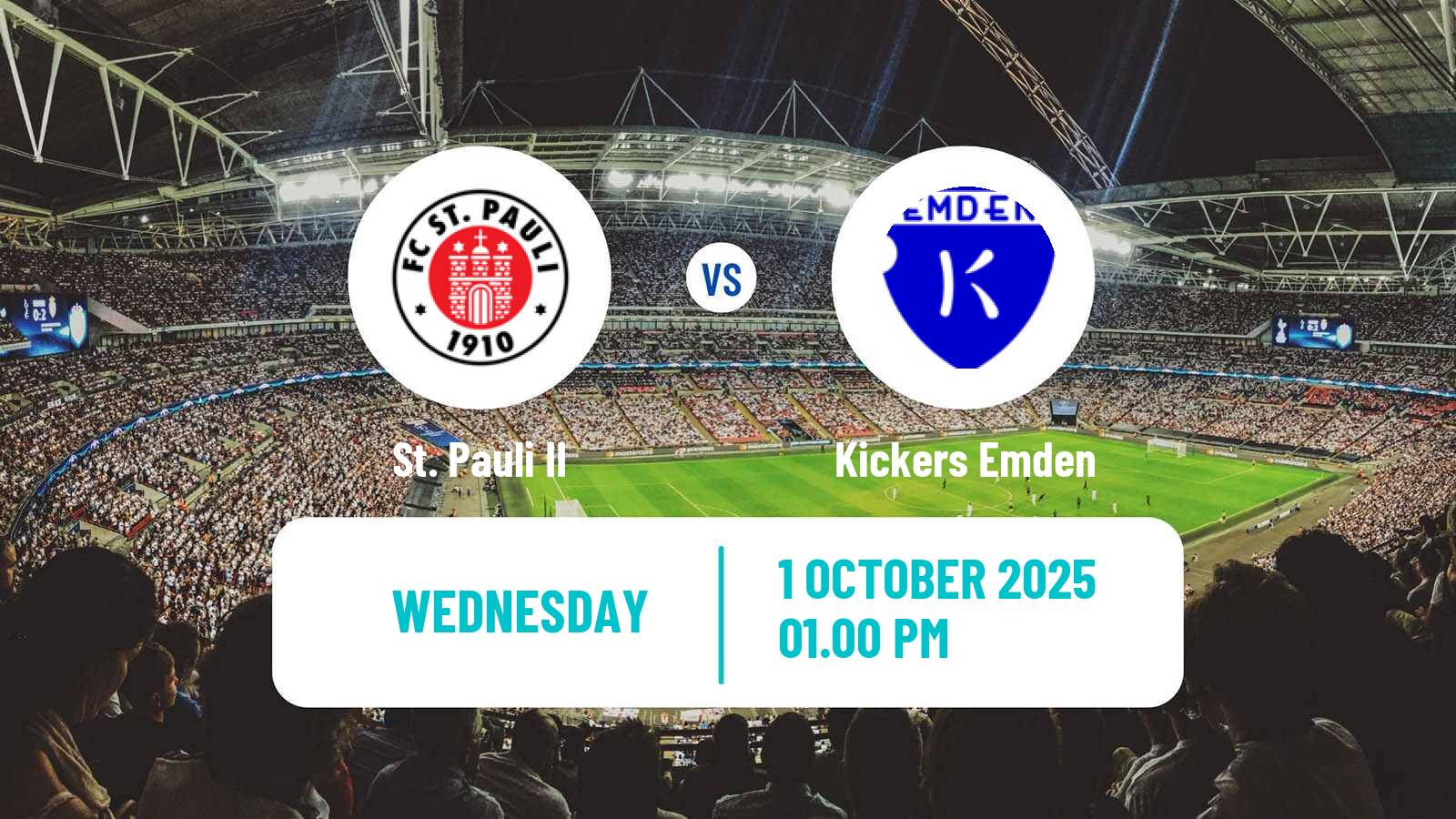 Football German Regionalliga North St. Pauli II - Kickers Emden
