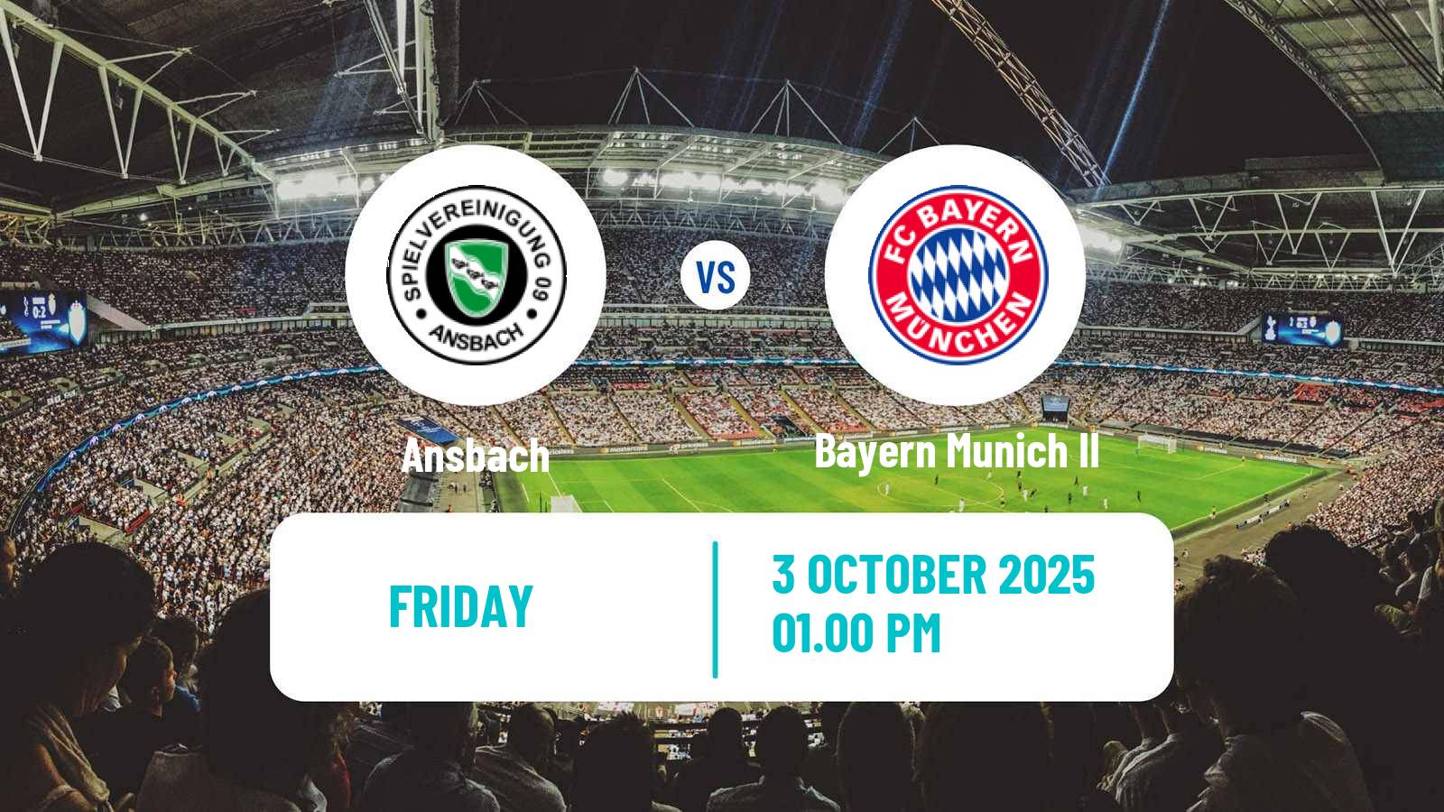 Football German Regionalliga Bayern Ansbach - Bayern Munich II