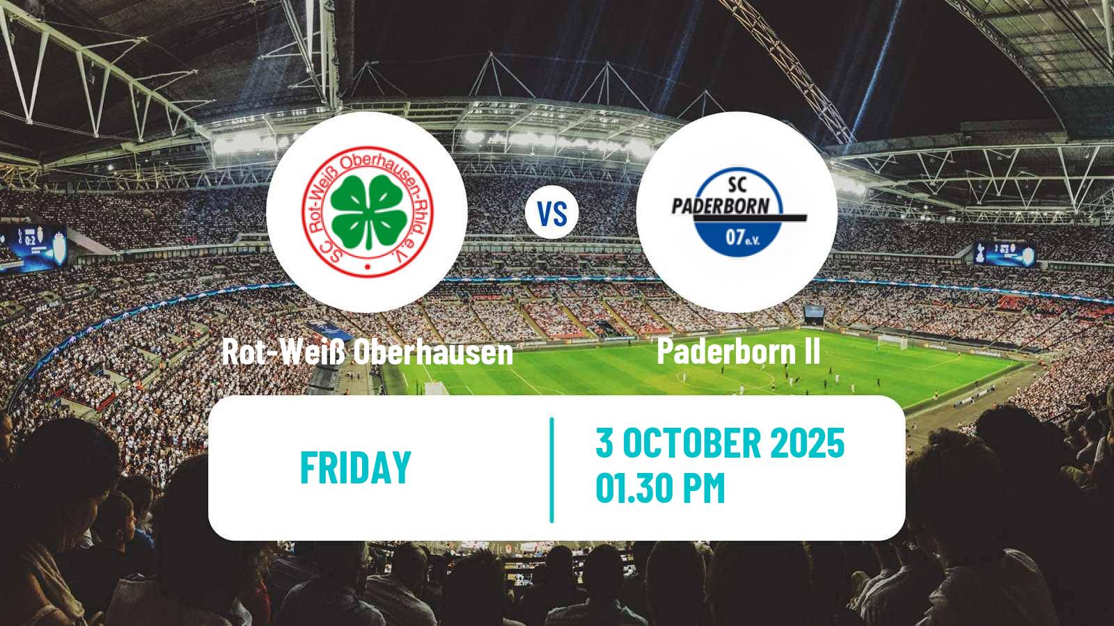Football German Regionalliga West Rot-Weiß Oberhausen - Paderborn II