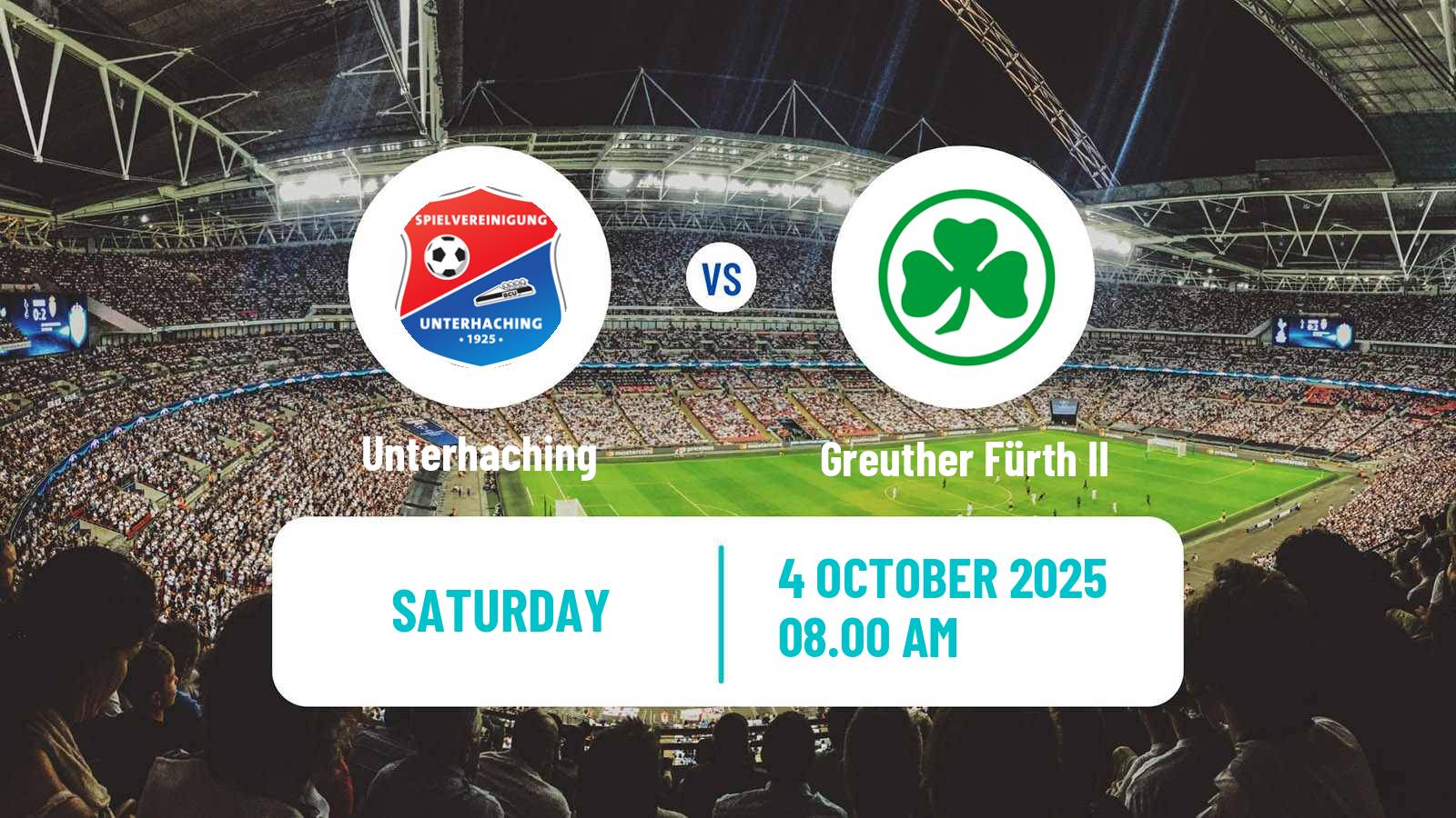 Football German Regionalliga Bayern Unterhaching - Greuther Fürth II
