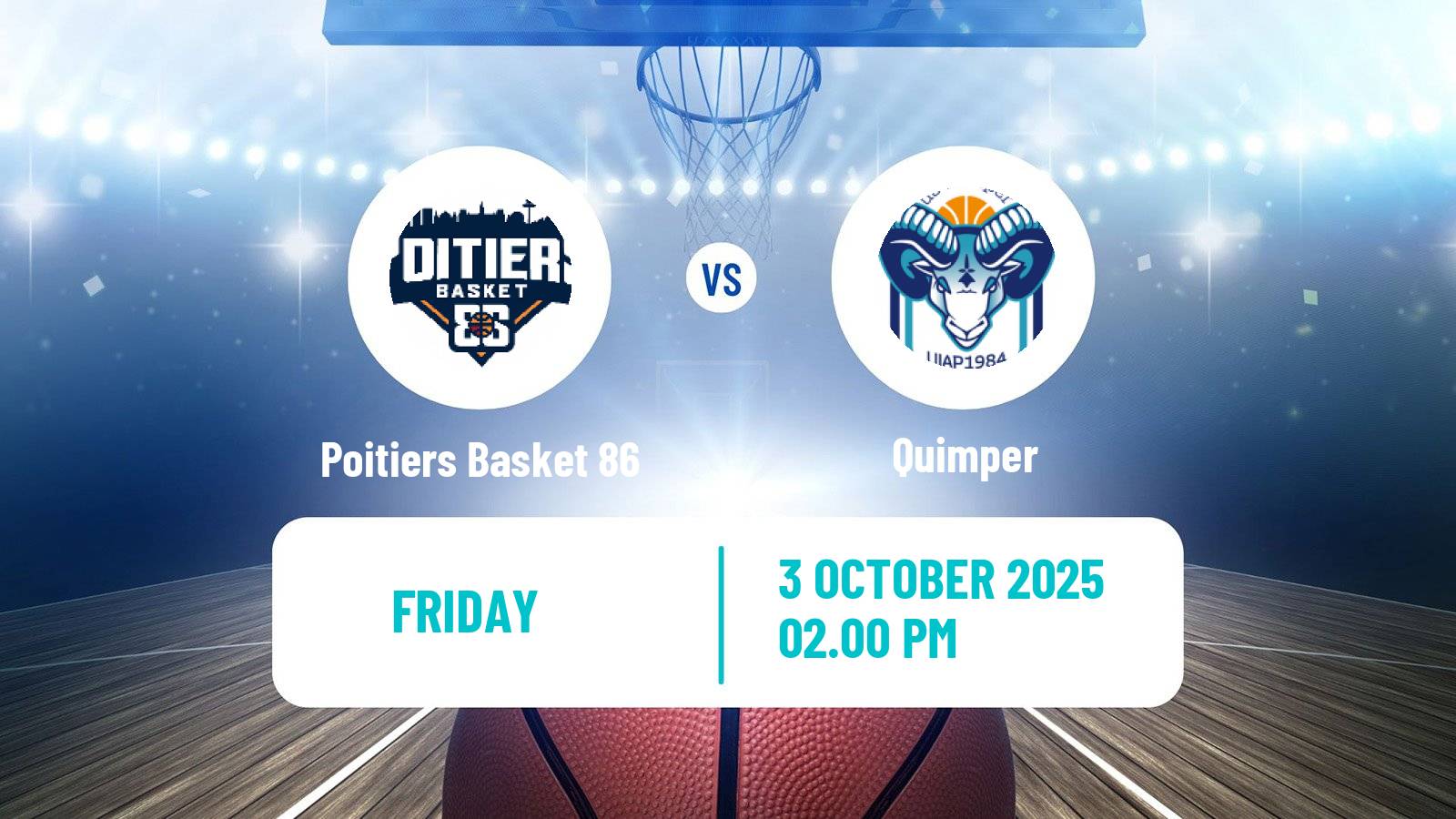Basketball French LNB Pro B Poitiers Basket 86 - Quimper