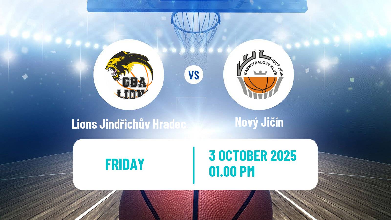 Basketball Czech 1 Liga Basketball Lions Jindřichův Hradec - Nový Jičín