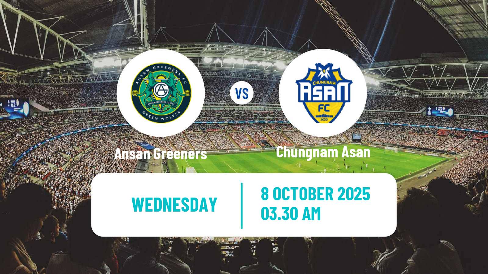 Football South Korean K-League 2 Ansan Greeners - Chungnam Asan