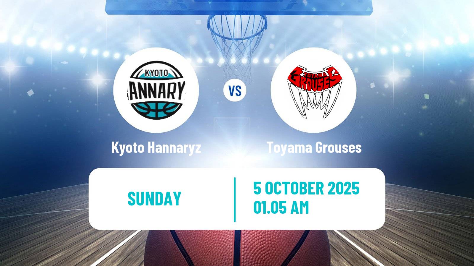 Basketball BJ League Kyoto Hannaryz - Toyama Grouses