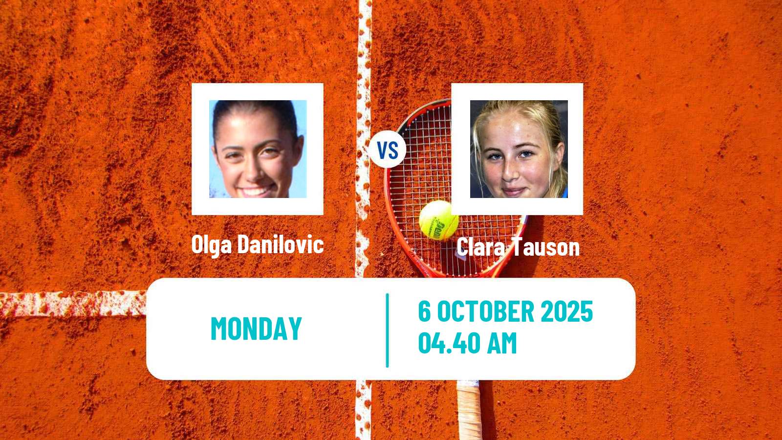 Tennis WTA Wuhan Olga Danilovic - Clara Tauson