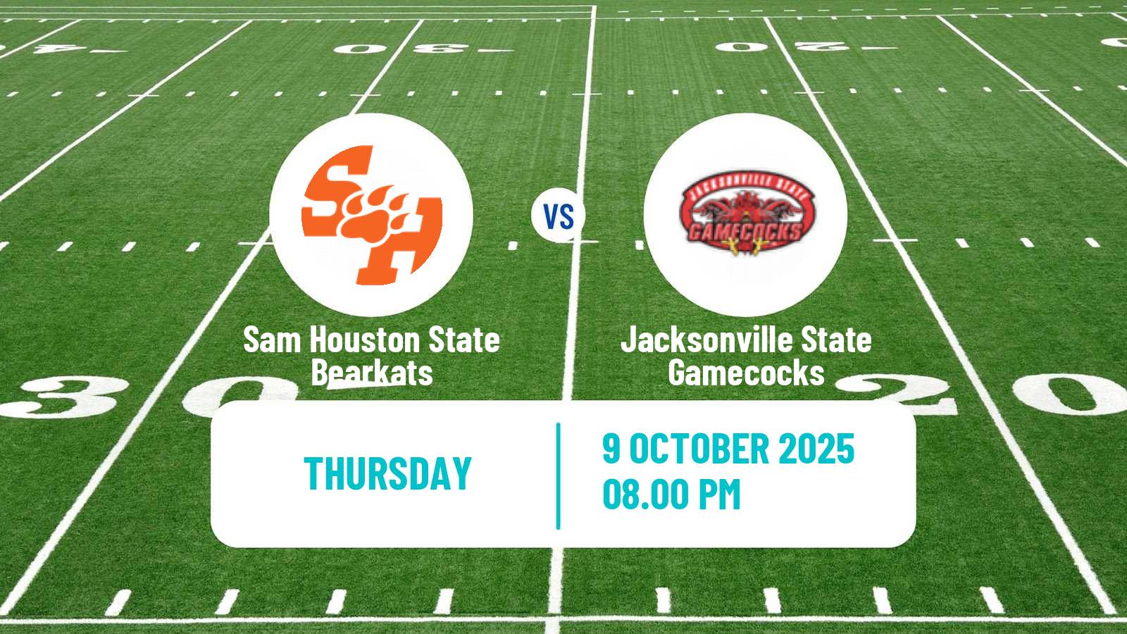 American football NCAA College Football Sam Houston State Bearkats - Jacksonville State Gamecocks