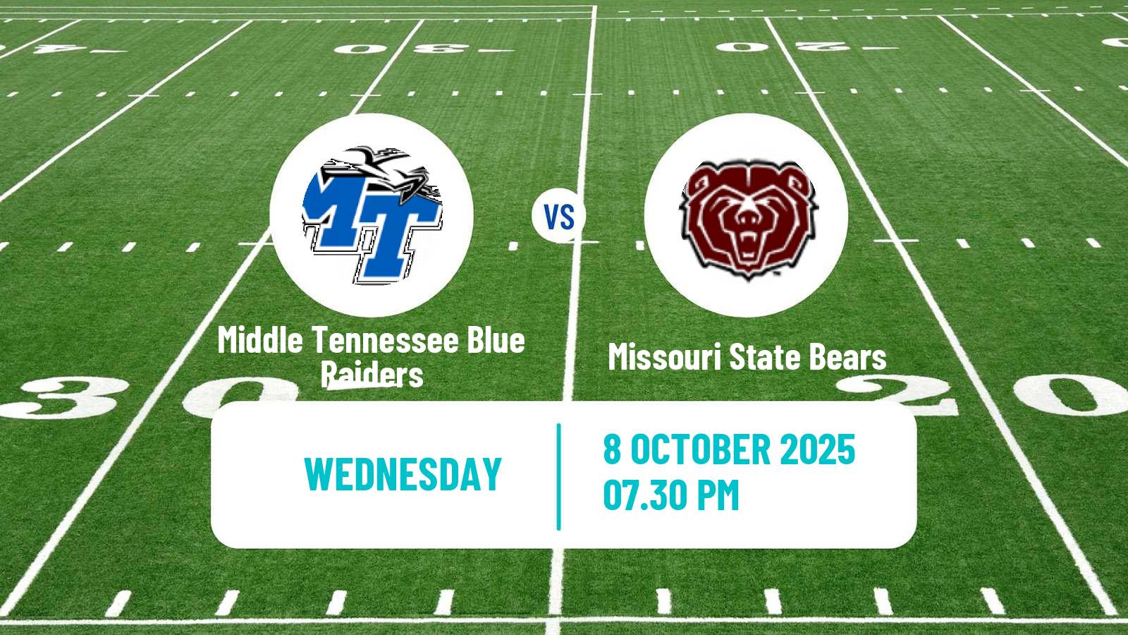 American football NCAA College Football Middle Tennessee Blue Raiders - Missouri State Bears