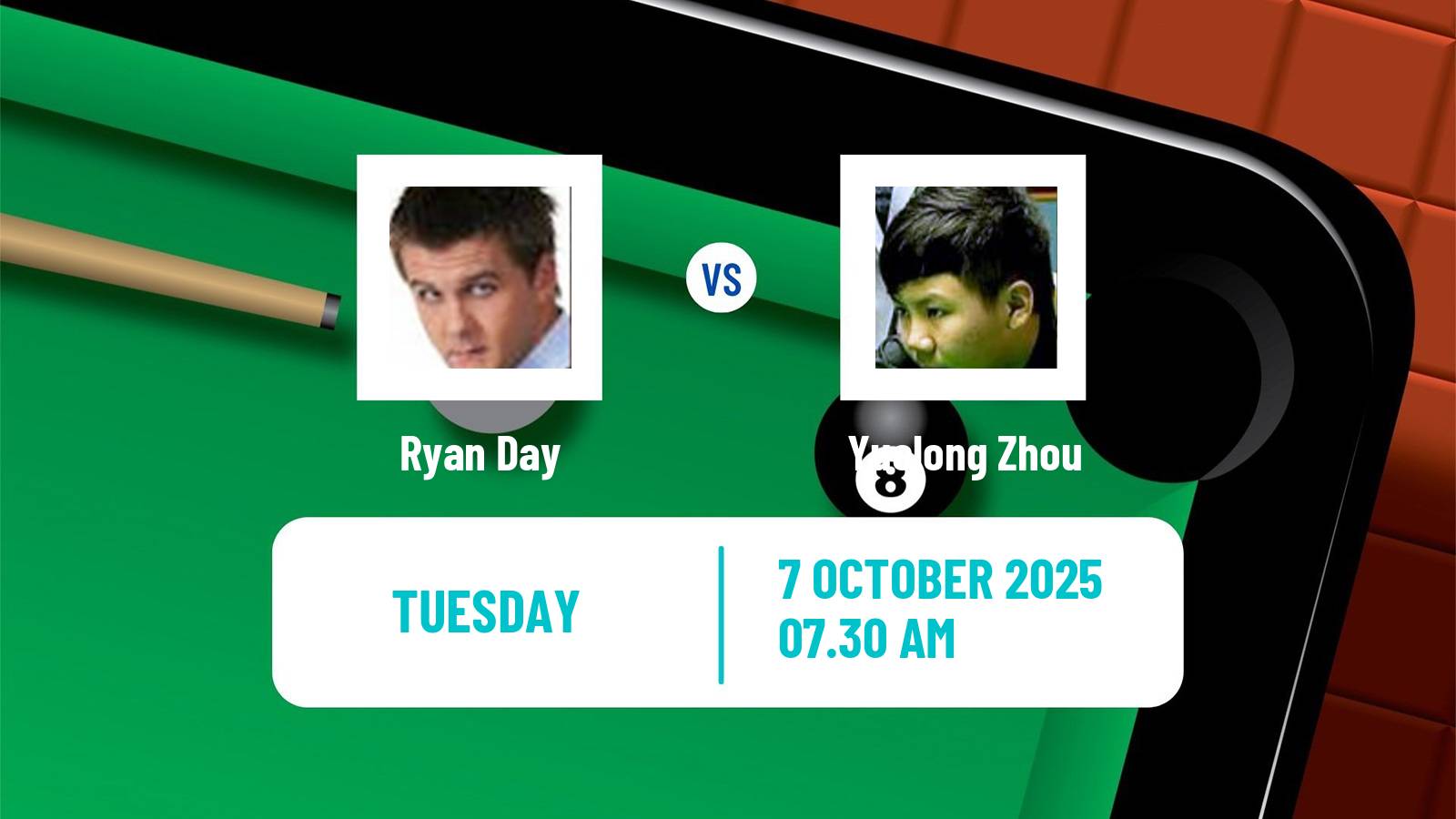 Snooker Grand Prix Ryan Day - Yuelong Zhou