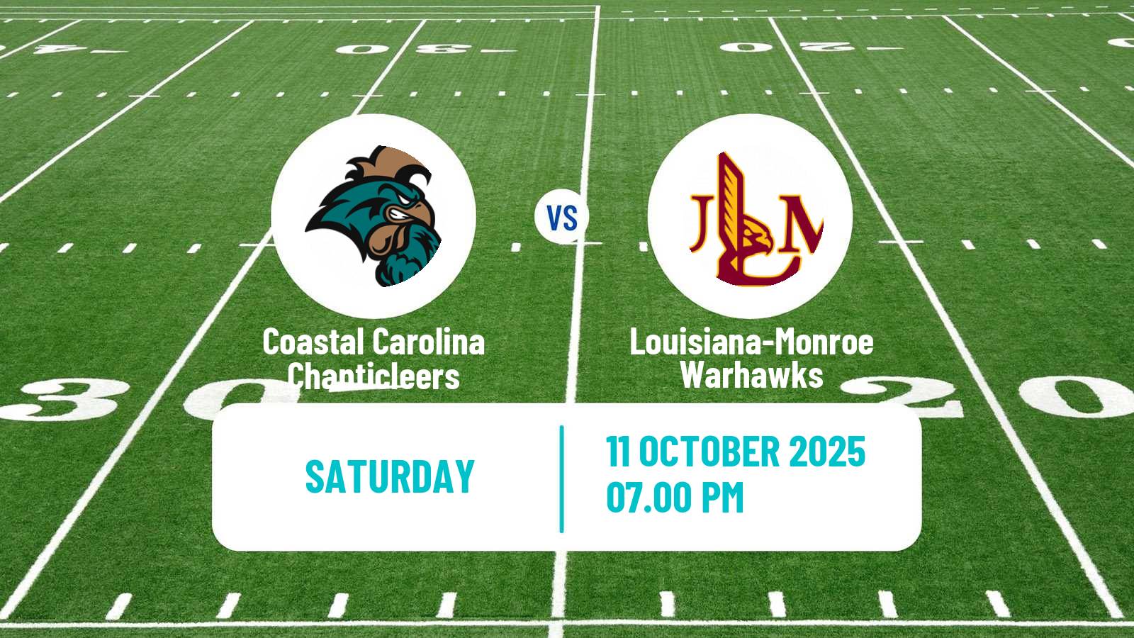 American football NCAA College Football Coastal Carolina Chanticleers - Louisiana-Monroe Warhawks
