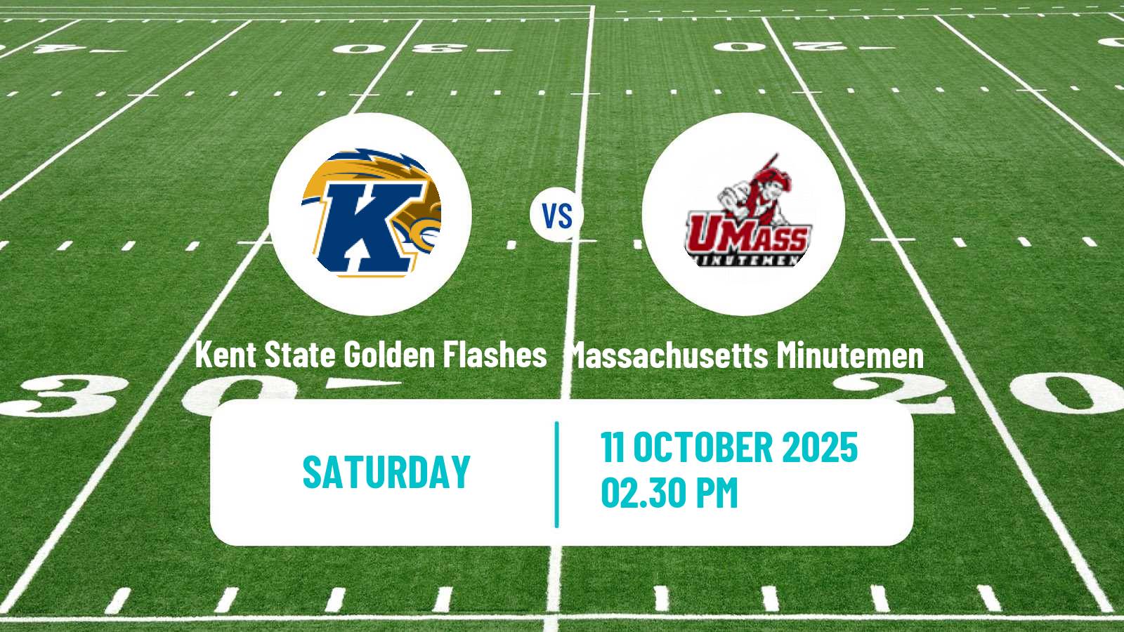 American football NCAA College Football Kent State Golden Flashes - Massachusetts Minutemen