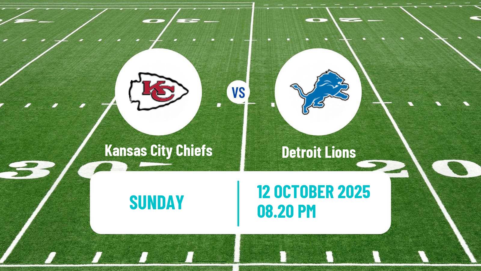 American football NFL Kansas City Chiefs - Detroit Lions