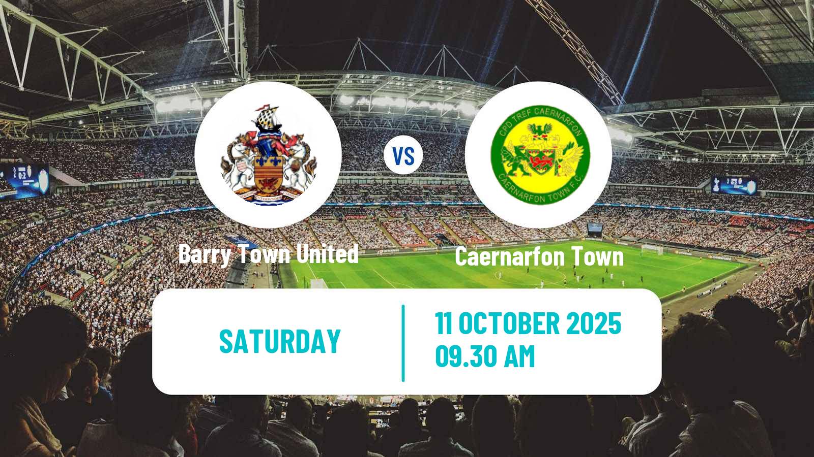 Football Welsh Cymru Premier Barry Town United - Caernarfon Town