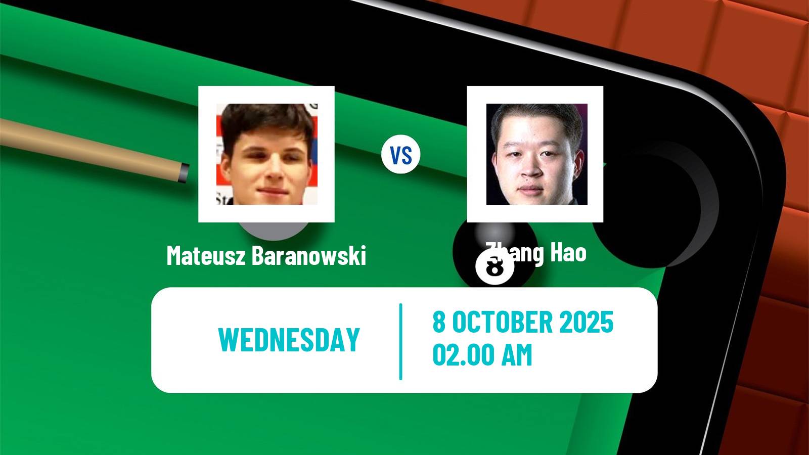 Snooker Grand Prix Mateusz Baranowski - Zhang Hao