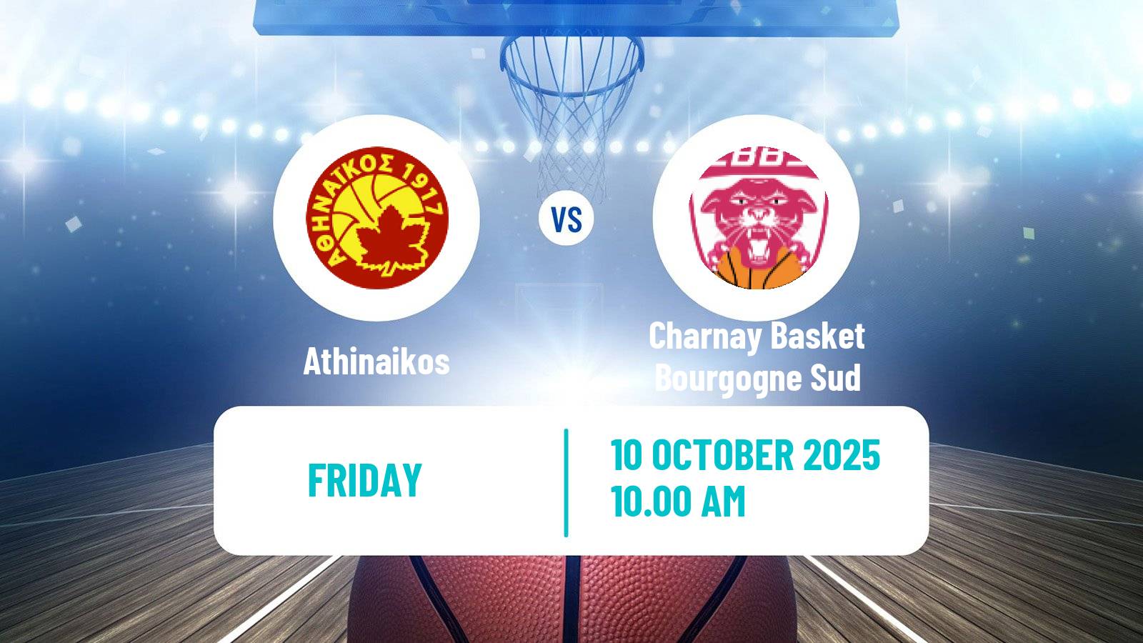 Basketball Eurocup Women Athinaikos - Charnay Basket Bourgogne Sud