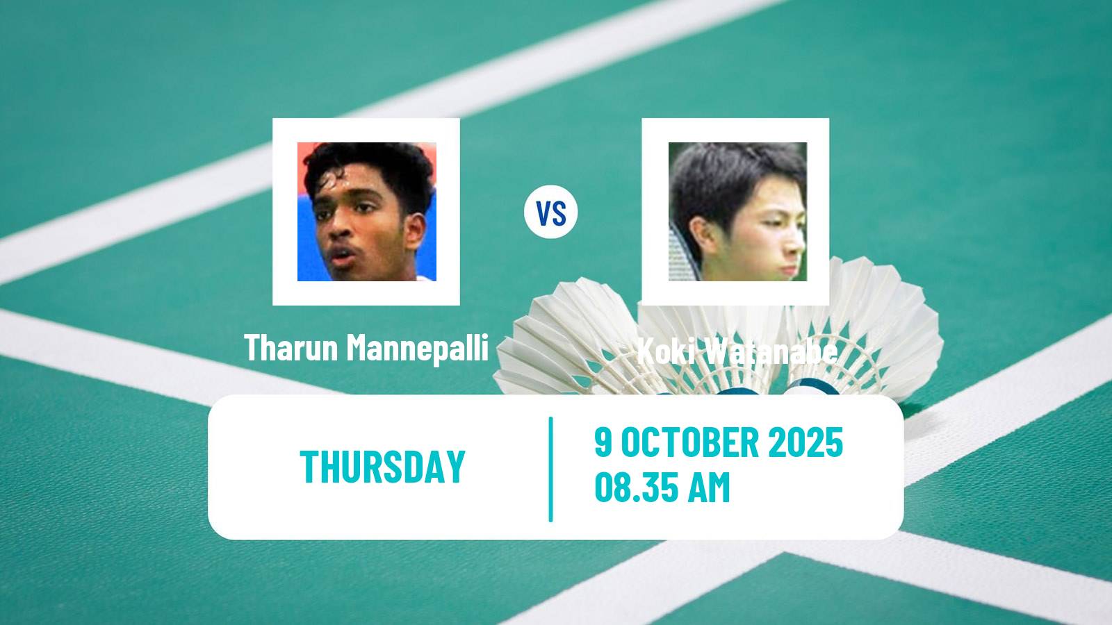 Badminton BWF World Tour Arctic Open Men Tharun Mannepalli - Koki Watanabe
