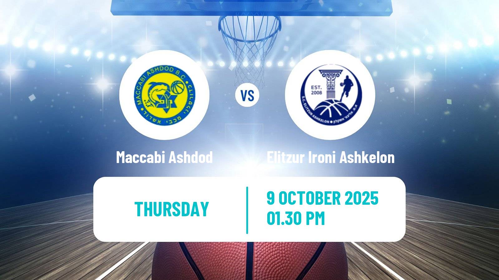 Basketball Israeli Liga Leumit Basketball Maccabi Ashdod - Elitzur Ironi Ashkelon