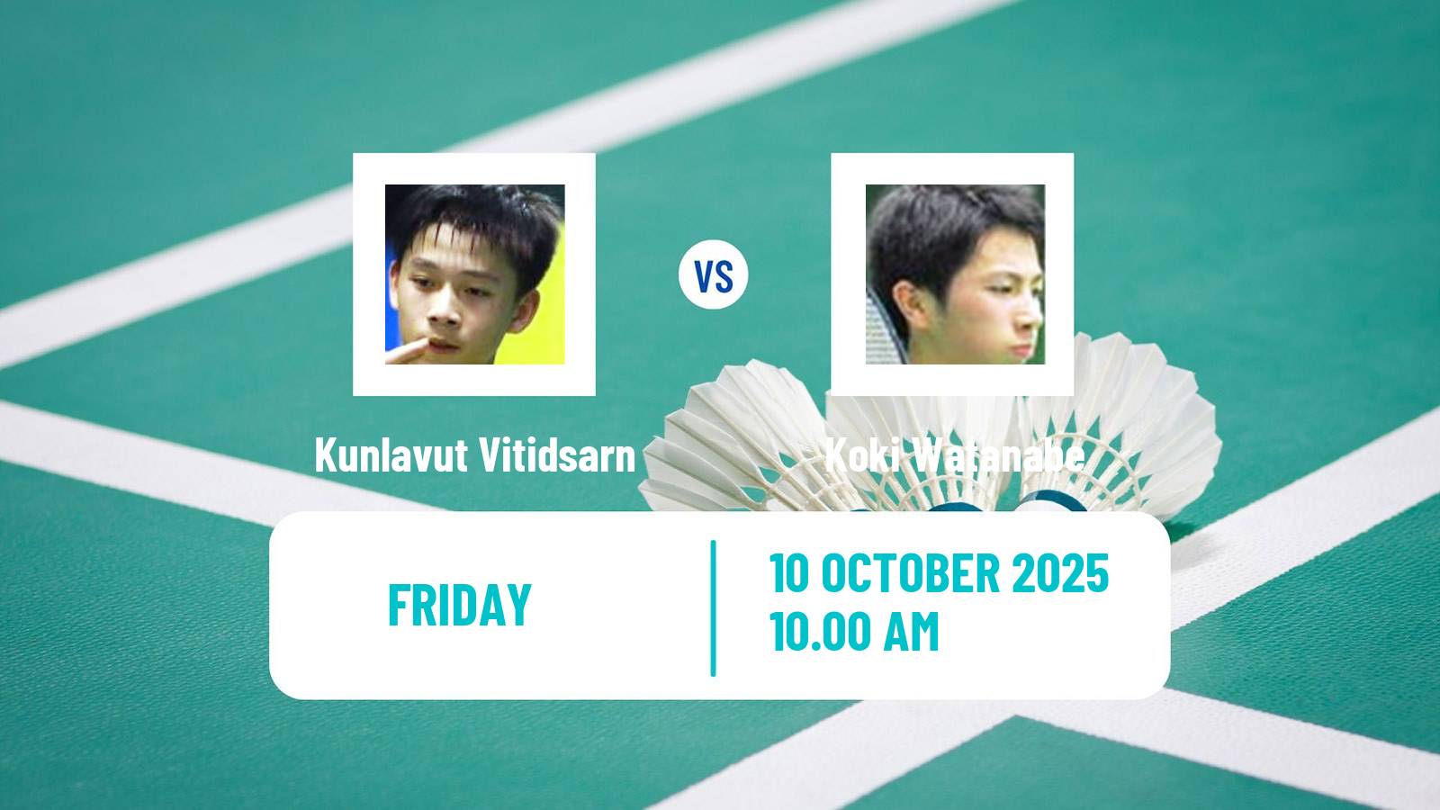 Badminton BWF World Tour Arctic Open Men Kunlavut Vitidsarn - Koki Watanabe